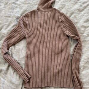 Misha and puff lined alabaster wool turtleneck Ribbed Tan Sweater